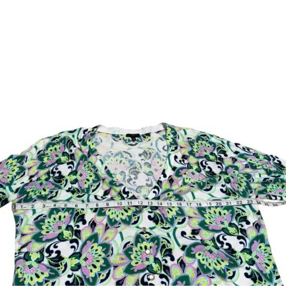 Talbots Kelly Blooming Paisley V-Neck Full Needle Cardigan Elbow Sleeve Women’s - Picture 7 of 8